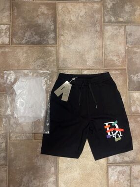 Dior Black Men's Logo Graphic Athletic Shorts with Multicolor Accent